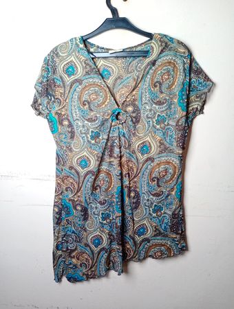 X-Mail Paisley Print V-Ausschnitt Tunika-Top