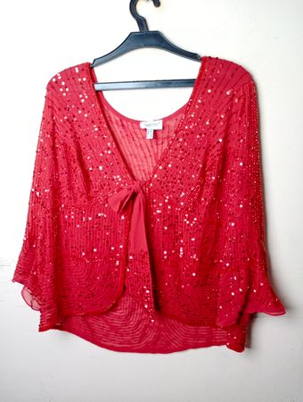 Zusammen Rot Pailletten Verziertes Bolero