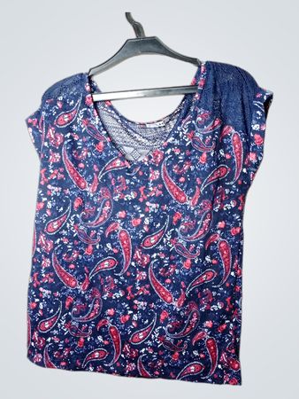 LH Damen Paisley-Muster Top mit Spitzen Detail