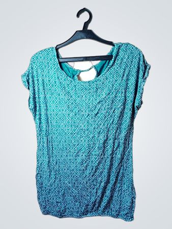 ASCANA Teal Geometric Print T-Shirt