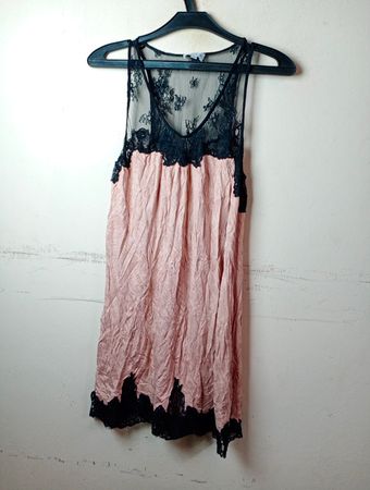Marjolaine Pink and Black Lace Slip
