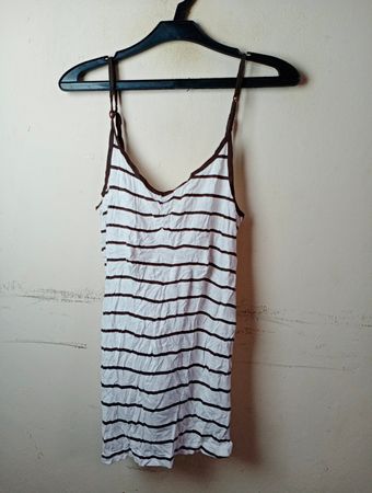 BLUE MOTION Weißes und braunes gestreiftes Tanktop