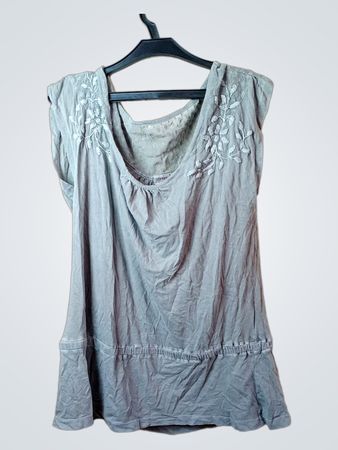 Esprit Graues Besticktes Tunika Kleid