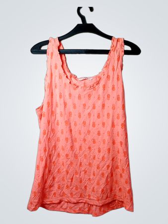 CAMATEU Orange Pineapple Print Tank Top