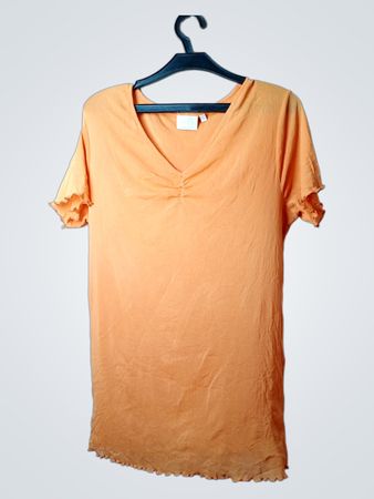 Oranges T-Shirt mit Raffung