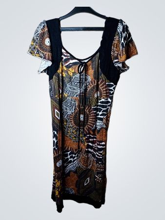 Damen Patchwork Druck Kleid