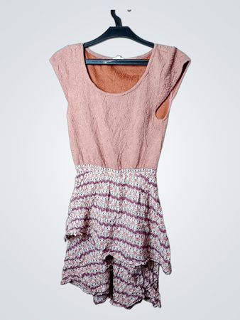 REVIVE Damen Pink Strukturiertes Gestuftes Kleid