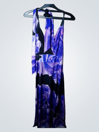 BODYFLIRT boutique Frauen Lila Floral Halter Maxi Kleid