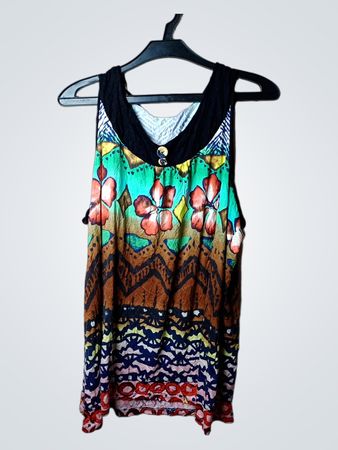 CANDA Ärmelloses Tanktop mit Blumen- und geometrischem Muster