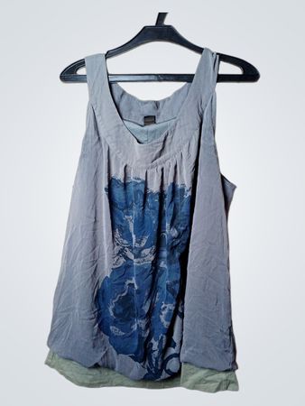 MS MODE Blaues Blumenmuster Tanktop