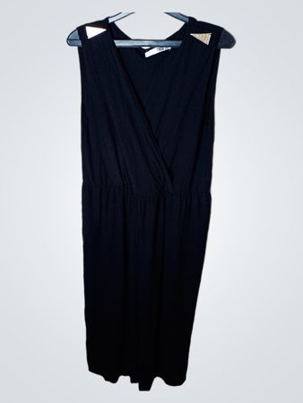 VIVI schwarzes ärmelloses Maxikleid mit verzierten Schultern