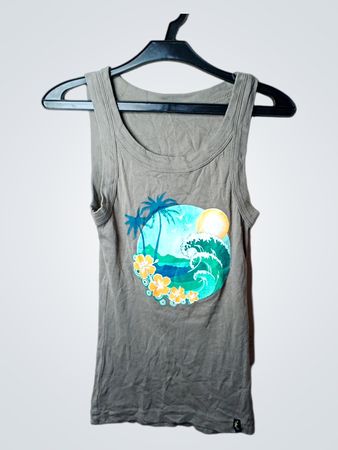 Graues Tanktop mit tropischem Motiv