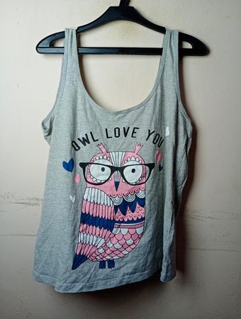 Love to Lounge Graue Eule Grafik Tanktop