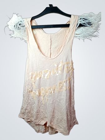 MCM Jeans Pink Tanktop mit Paillettentext