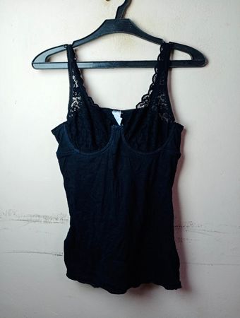 Ciel Schwarzes Spitzenbesatz Top