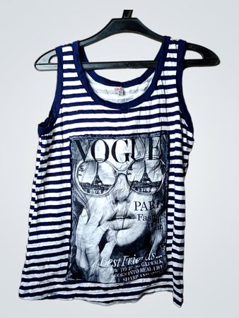Mina Damen gestreiftes Tanktop mit Vogue Paris Grafik