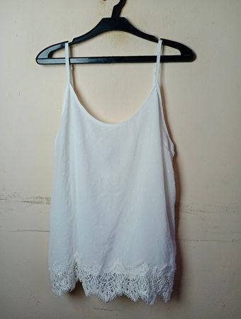 Jean Pascale White Lace Trim Cami
