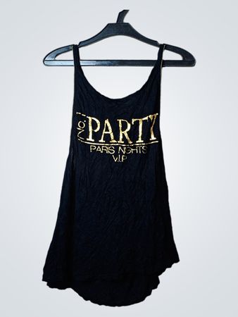 Schwarzes Tank-Top mit "2 PARTY PARIS NIGHTS V.I.P." Grafik