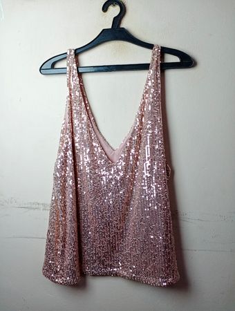 H&M Pailletten Spaghetti-Top