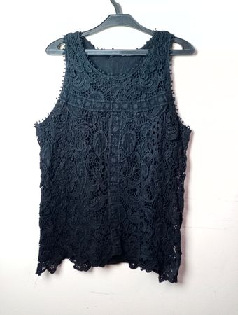 Gina Black Lace ärmelloses Top Größe 44
