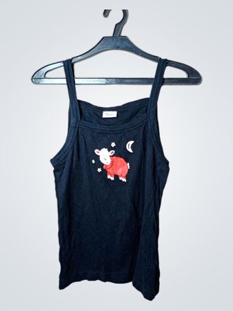 Schwarzes Tanktop mit Schafgrafik
