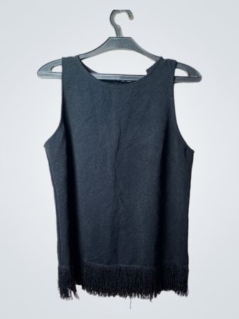 Promod Schwarzes Ärmelloses Fransenoberteil