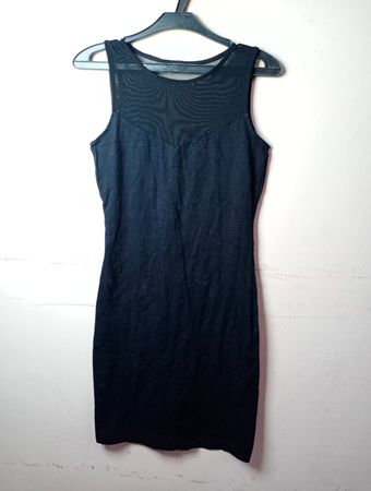 Even&Odd Schwarzes Mesh-Panel-Kleid