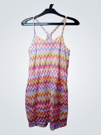 Farbiger Chevron-Print Kleid mit Spaghetti-Trägern
