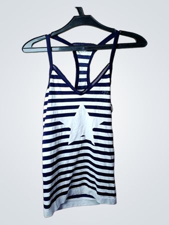 Skinny Skin marineblau und weiß gestreiftes Tanktop mit weißem Stern