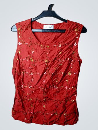GINA B. by heidemann Rotes Floral ohne Ärmel Top