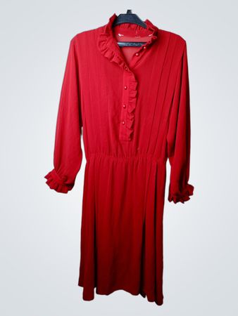 Rotes Rüschendienstkleid