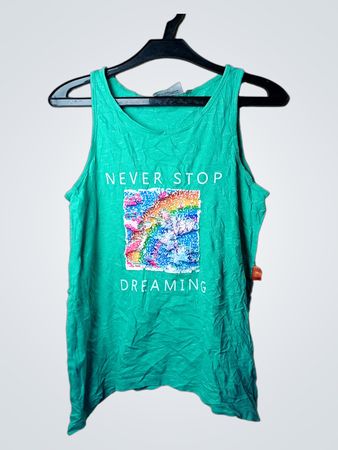 Grünes "Never Stop Dreaming" Emoji Tanktop