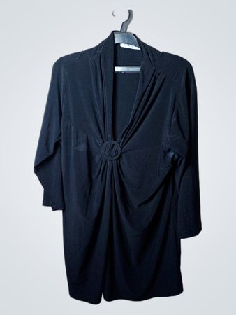 BADER Schwarz Drapiertes Kleid mit kreisförmiger Verzierung