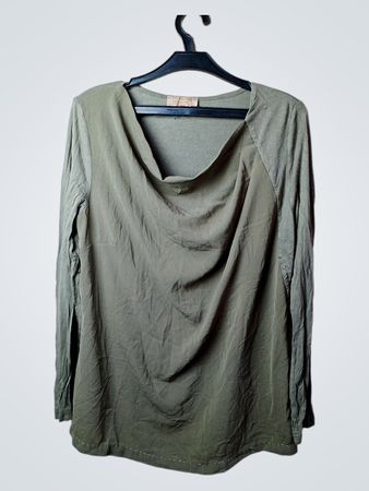 CATERINA LANCINI Olivgrünes Drapiertes Langarm-Top