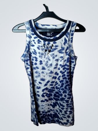 MARCCAIN SPORTS Blaues Leopardenmuster Tanktop mit Verzierungen