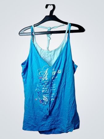 Outfit Fashion Blau Grafisches Cami-Top
