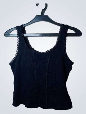 HENNÈS Schwarzes Spitzen-Tanktop XS