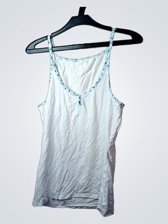 Weißes Tanktop mit floralem Besatz
