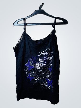 X-Mall Schwarze Spitzenbesatz Spitzenunterhemd mit Blumenmuster