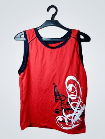 Rotes ärmelloses Shirt mit Crane Sports Logo