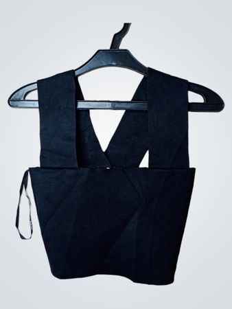 Schwarzes geripptes Crop Top
