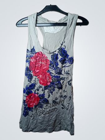 Graues Tanktop mit Blumendruck