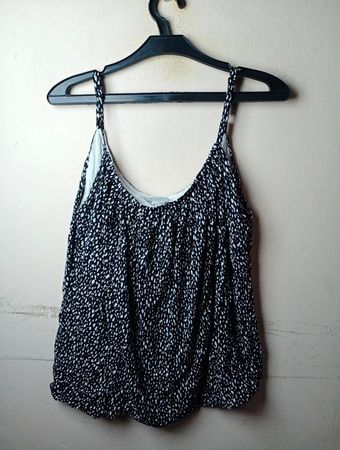 H&M Schwarzes und Weißes Gemustertes Spaghetti-Träger Tanktop