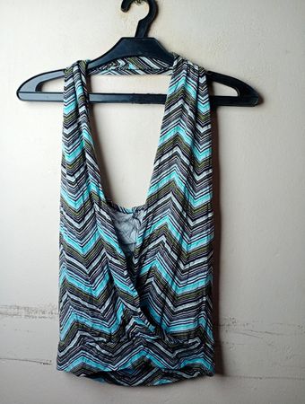 Madonna Halter Neck Zigzag Print Top