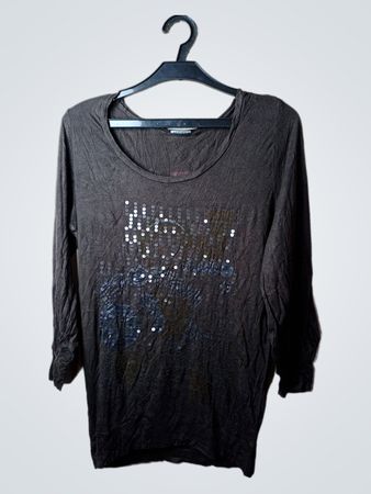 Motivi Langarm-Pailletten-Grafik-T-Shirt