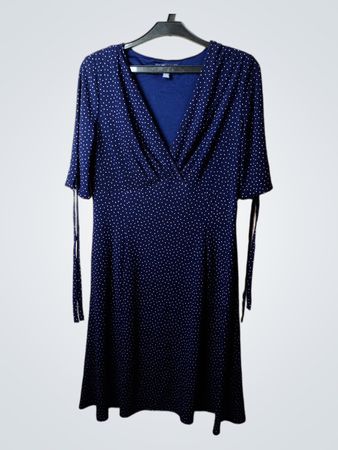 Chaps Marineblaue Polka-Dot Wickelkleid