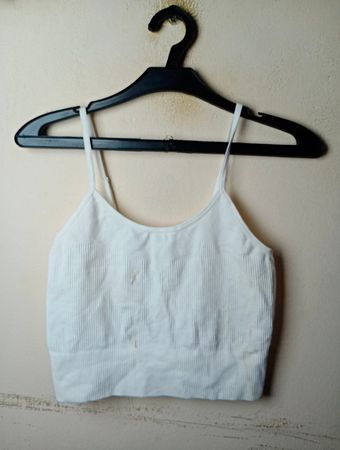 BOZZOLO Weißes geripptes Spaghetti-Trägershirt