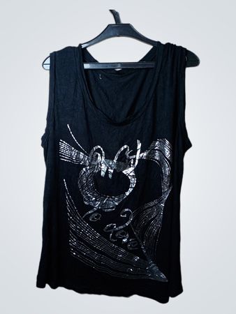 Schwarzes ärmelloses Tanktop mit grafischem Druck
