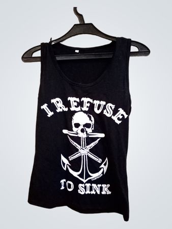 Schwarzes Tanktop mit Grafik "I REFUSE TO SINK