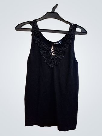 Janina Black Lace Trim Tank Top